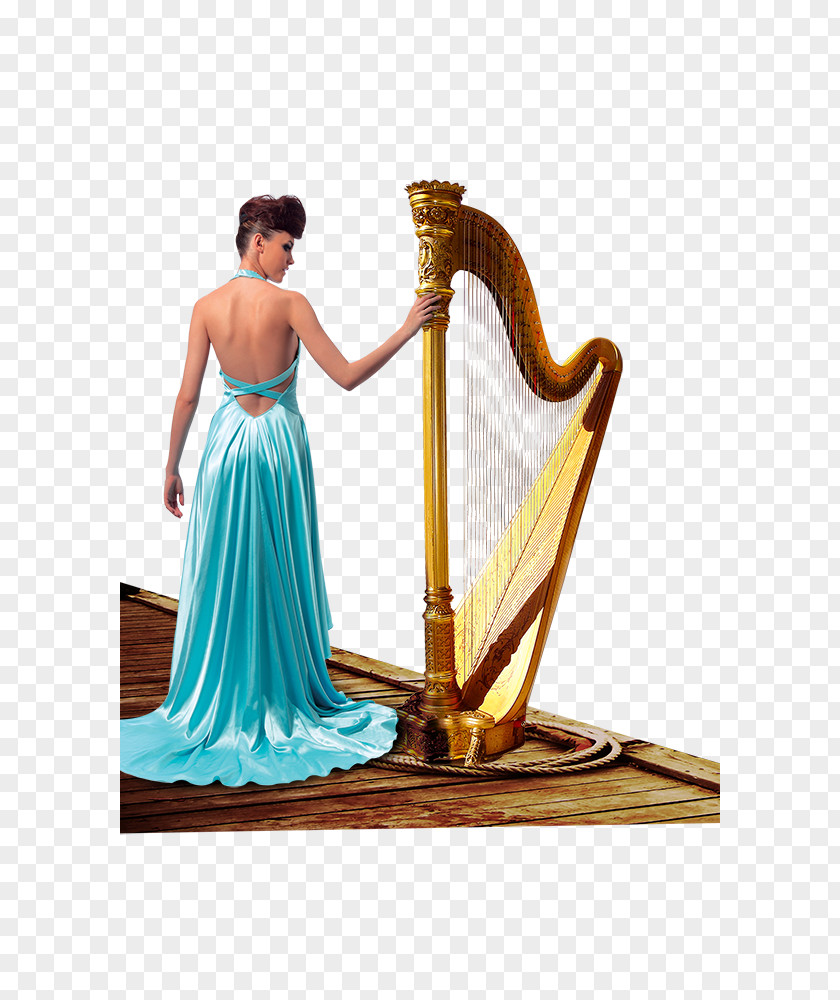 Golden Harp,Back Beauty Download PNG