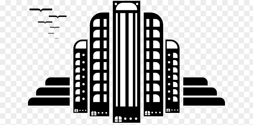Art Deco Pattern Building Black And White Clip PNG