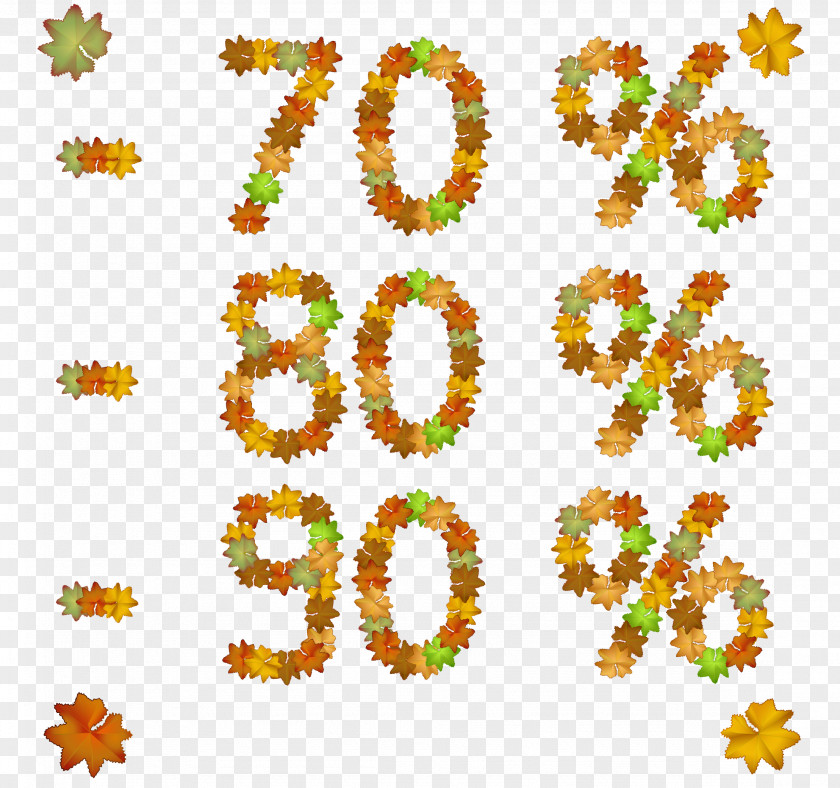 Autumn Leaves Percentage Sales Figures Leaf Numerical Digit PNG