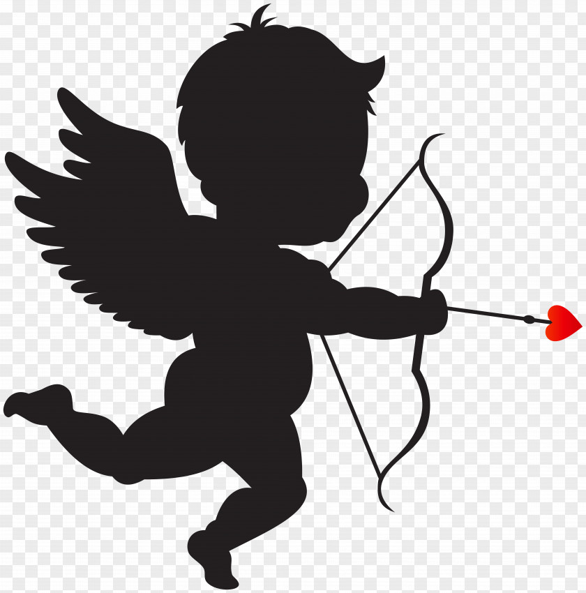 Cupid With Bow Silhouette PNG Clip Art Image Valentine's Day Lupercalia Venus Heart PNG