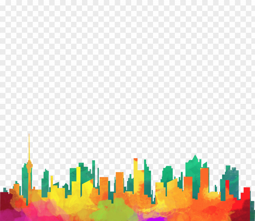 Color City Drawing Silhouette Illustration PNG