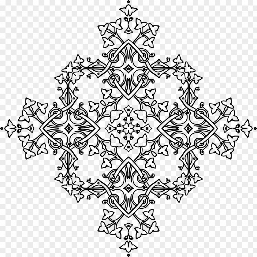 Geometric Flowers Black And White PNG