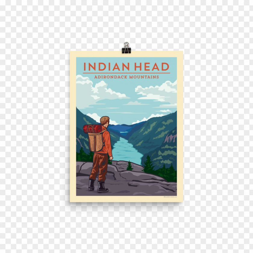 Indian Skull Pure Adirondacks Hiking Head Trail Map Paper PNG