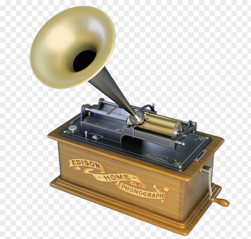 Retro Brass Horn Phonograph 3D Computer Graphics Modeling PNG