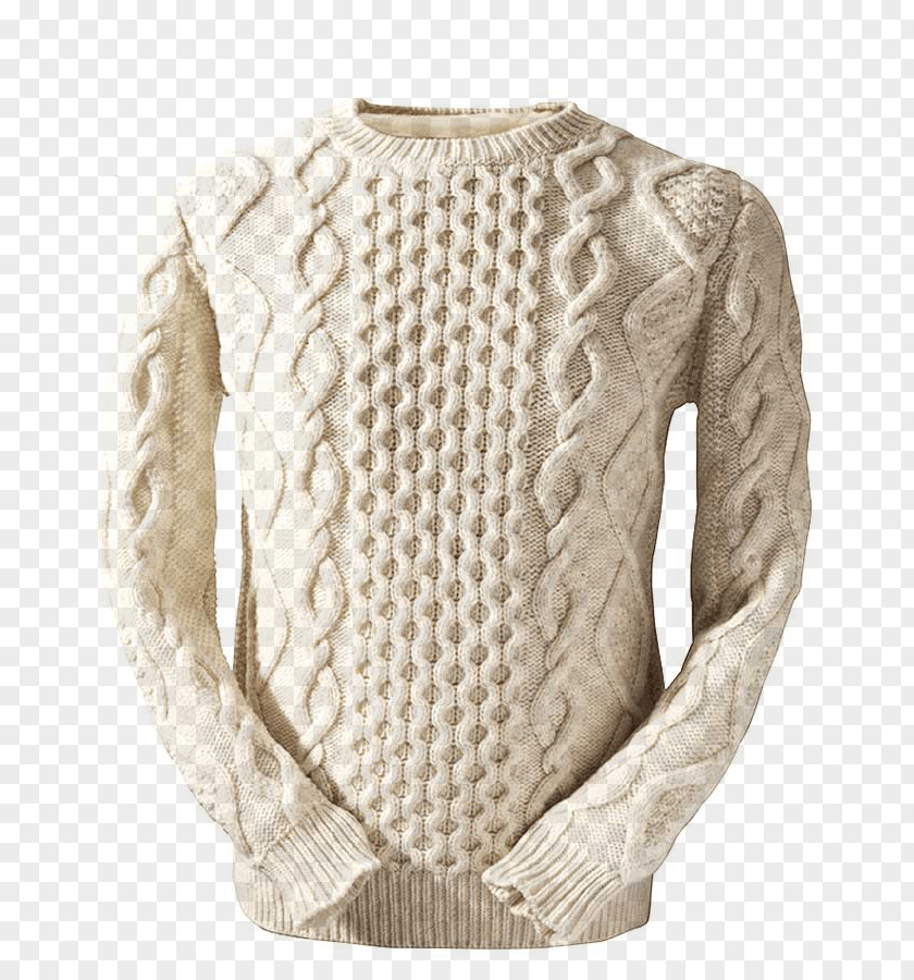 Button Sweater Aran Islands Sleeve Jumper Wool PNG