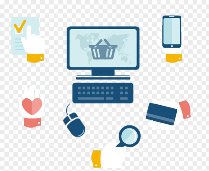 Computer Information Data Digital Marketing Online Shopping E-commerce Flat Design PNG