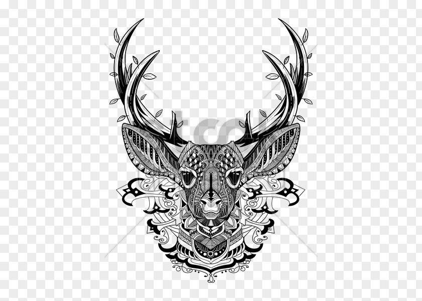 Reindeer Vector White-tailed Deer Adult Coloring Book: Stress Relieving Patterns Moose PNG