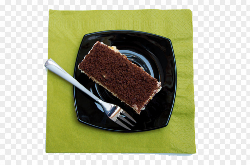 Tiramisu And Fork Chocolate Cake Napkin PNG