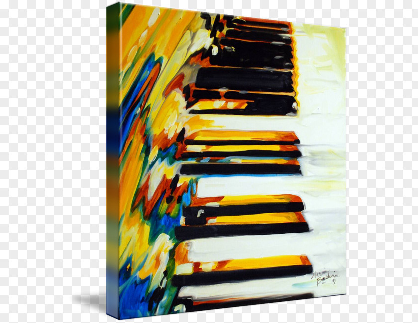 Retro Paper Frame Painting Abstract Art Jazz Piano PNG