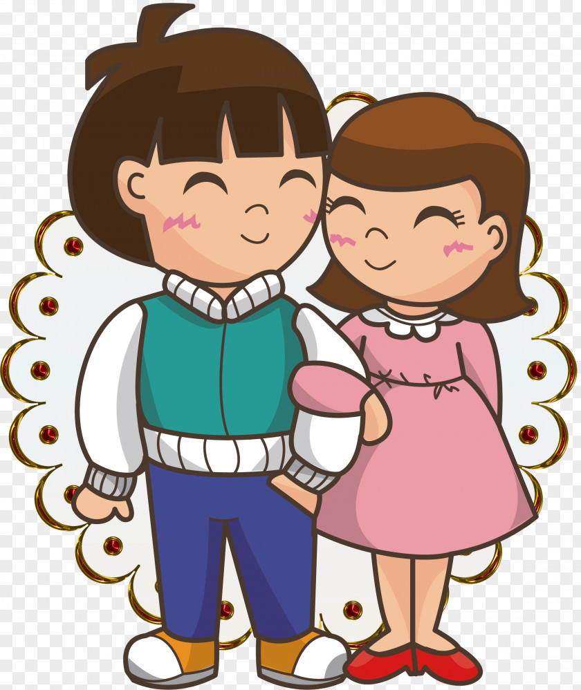 Stroke Cartoon Couple Love Valentine's Day Clip Art PNG