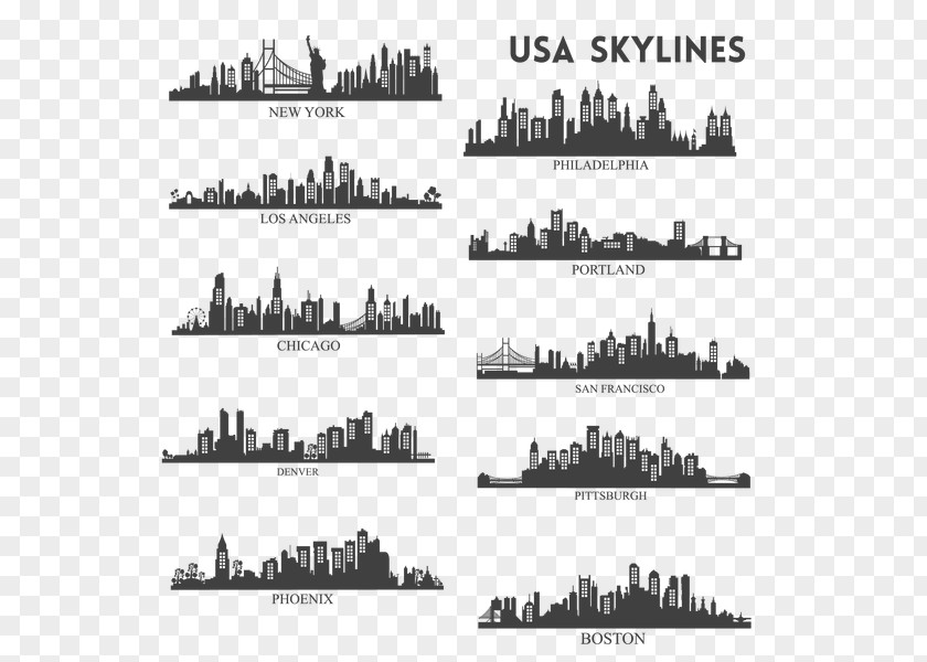 United States Skyline Silhouette Building Vector Graphics PNG