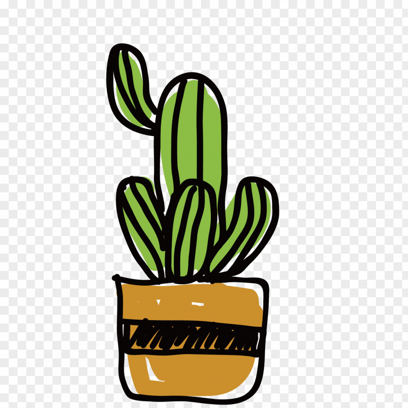 Green Cute Cactus Vector Cactaceae Euclidean Illustration PNG