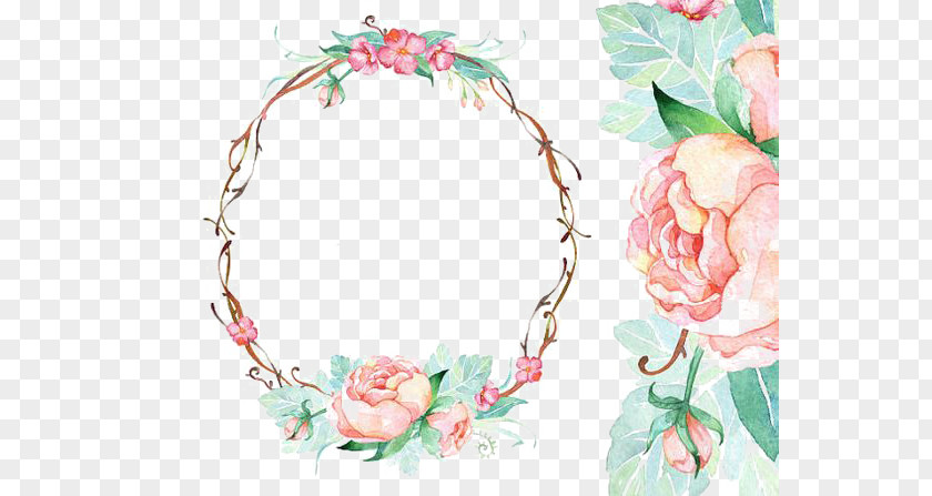 Wedding Invitation Paper Watercolour Flowers Frame PNG invitation frame, Circular border, pink and green floral crown clipart PNG