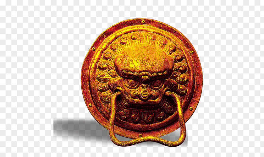 Bronze Lion's Head Figure Lion Door Handle Knockers PNG