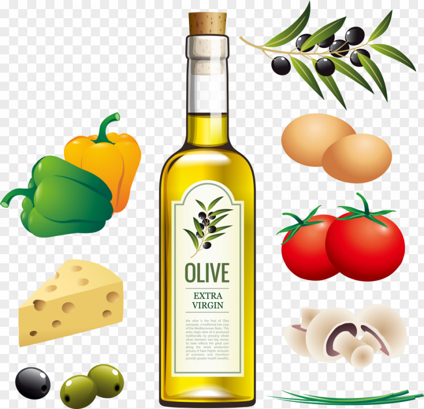 Vector Vegetables Ingredients And Olive Oil Vegetable Ingredient PNG