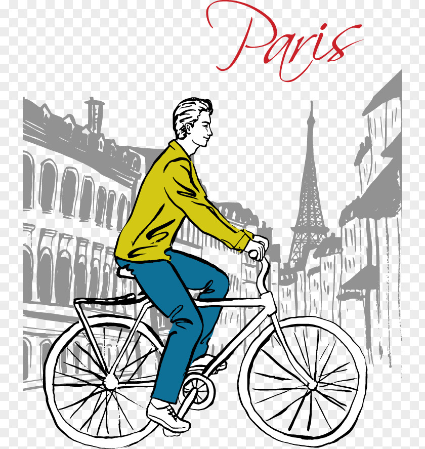 Hand-painted On The Streets And Handsome Bike Scooter Drawing Driving Illustration PNG