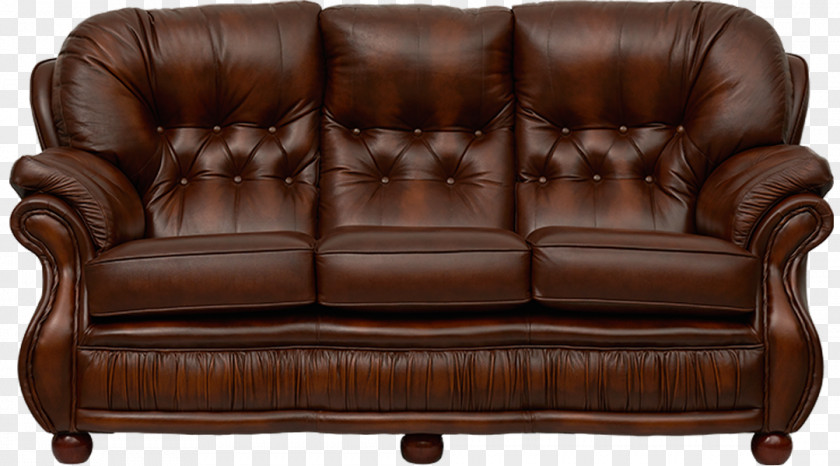 Chair Loveseat Club Leather Brown Caramel Color PNG