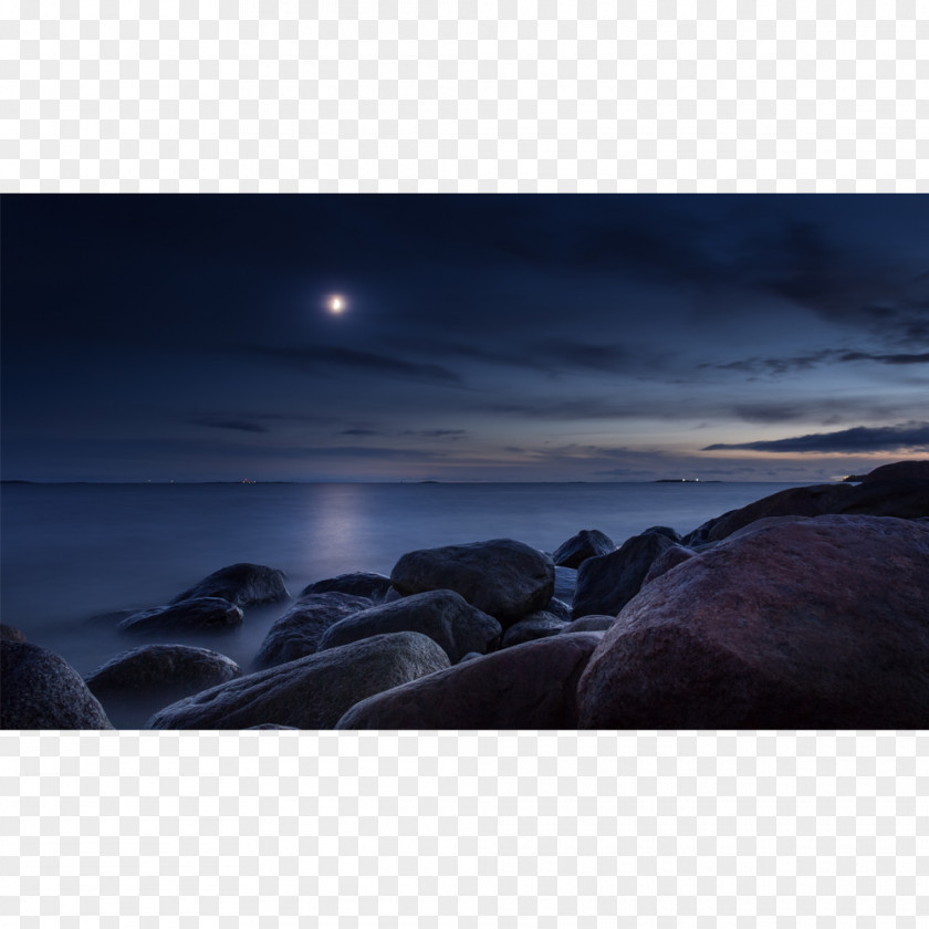 Light Moonlight Sea Night Sky Rock PNG