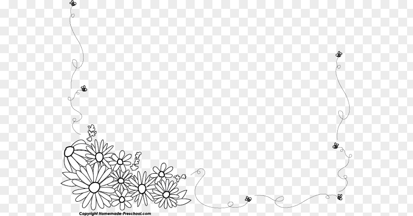 Bee Border Cliparts Cartoon Black And White Illustration PNG