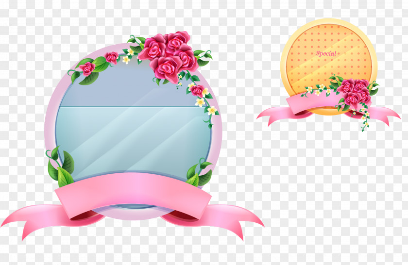 Ribbon Flowers Square Water Chestnut Lines PNG