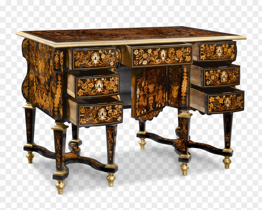 Table Antique Furniture Marquetry PNG
