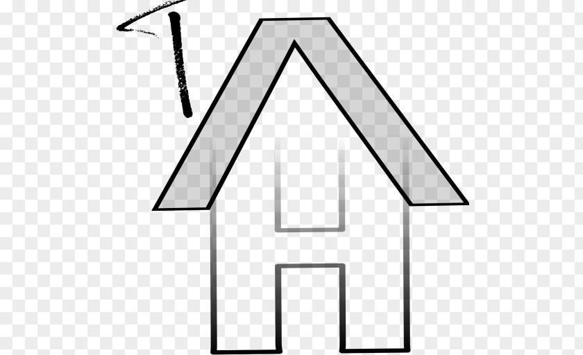 House Angle White Roof Line Art PNG
