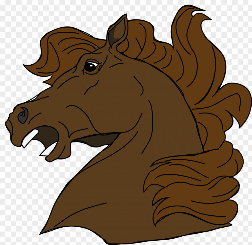 Mustang Roaring American Quarter Horse Stallion Head Mask Clip Art PNG