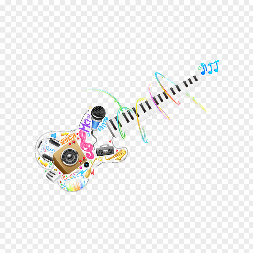 Vector Creative Guitar Microphone PNG