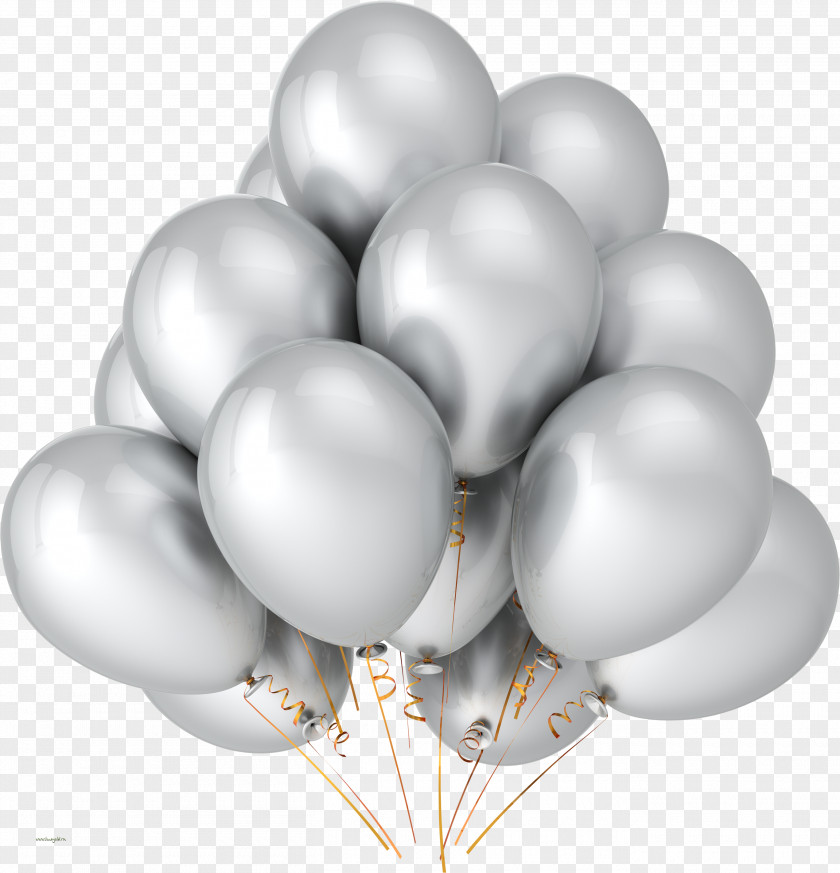 Yellow Balloons Image, Free Download, Balloon Silver Party Metallic Color Birthday PNG