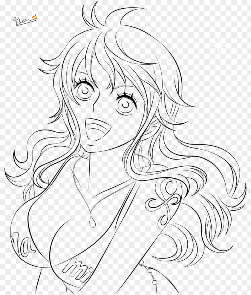 One Piece Nami Line Art Drawing Sketch Image PNG