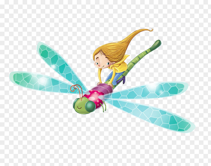Cartoon Dragonfly Illustration PNG Illustration, girl clipart PNG
