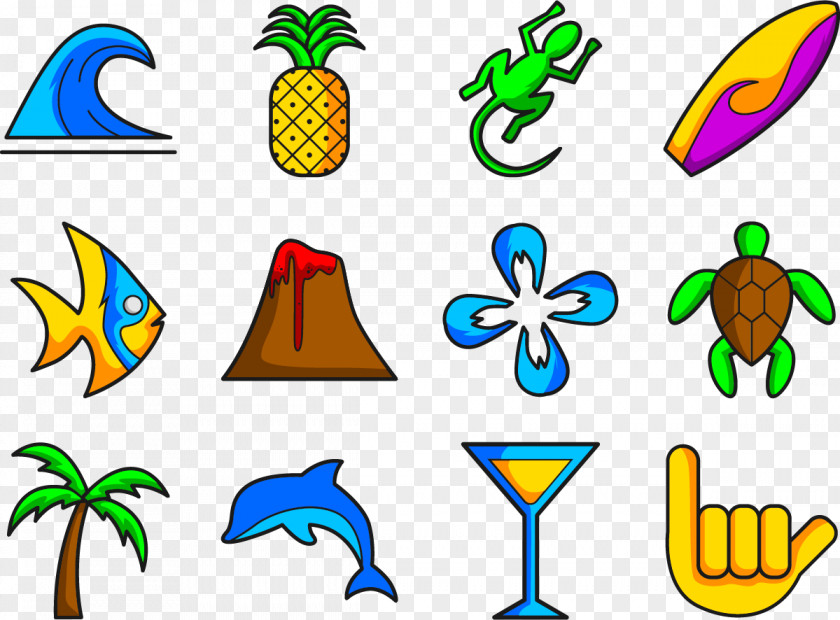 Vector Beach To Play Hawaii Symbol Surfing Icon PNG