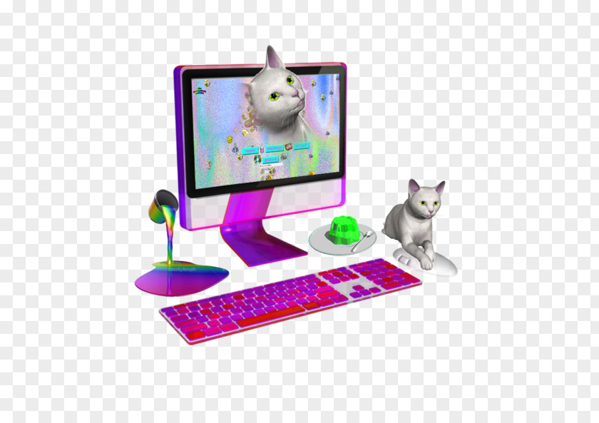 Cat Vaporwave Internet Art Aesthetics PNG