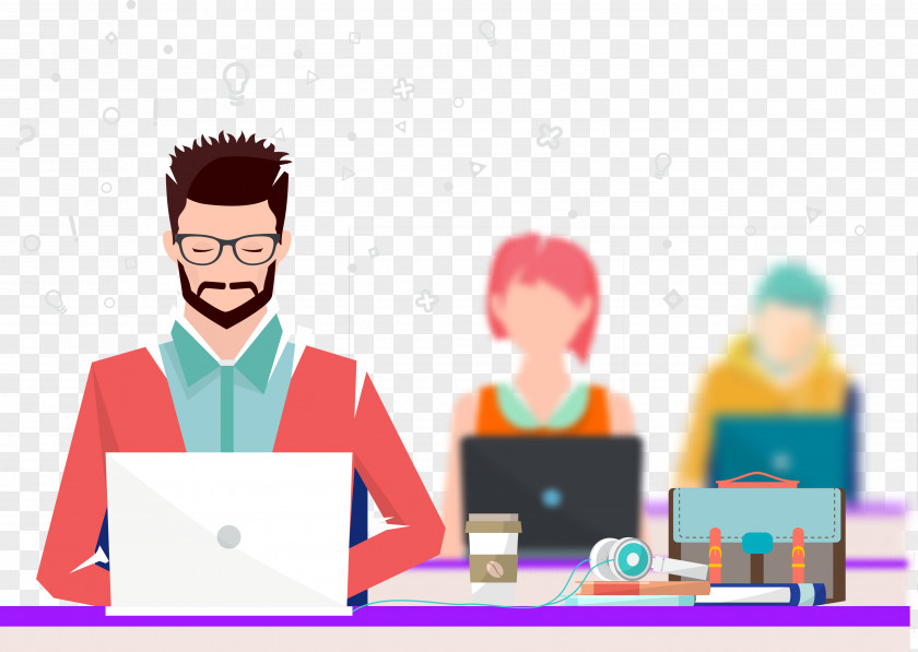 Flat Cartoon Characters Office Coworking Clip Art PNG