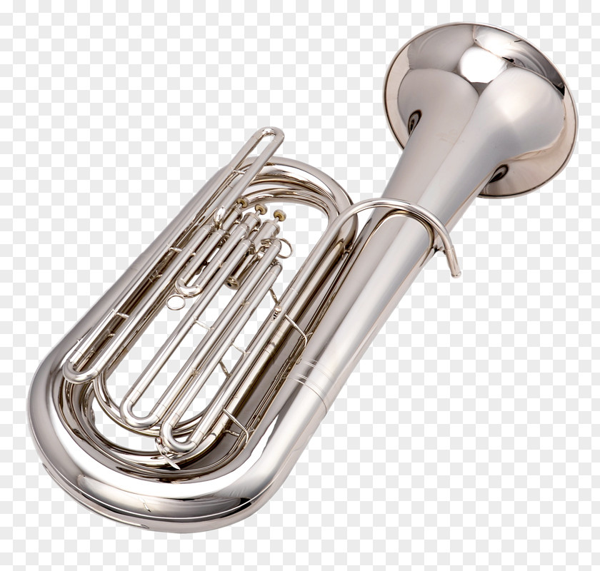 Physical Silver Queen Saxhorn Tuba Musical Instrument PNG