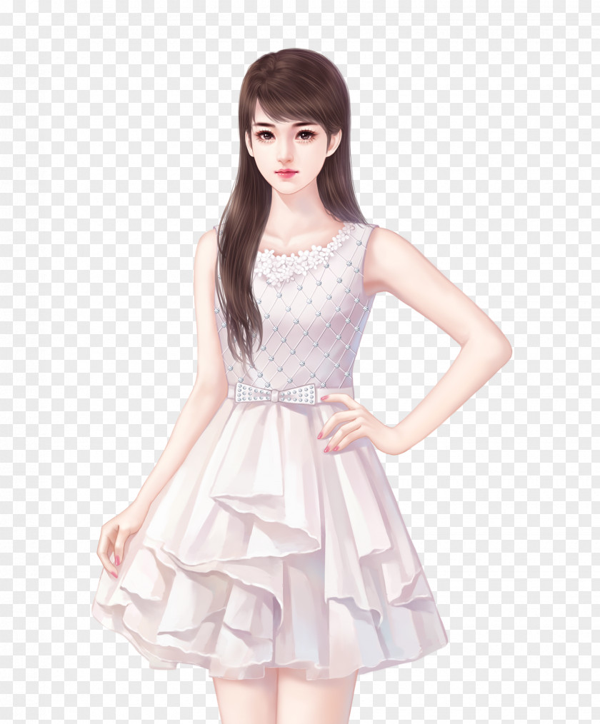 White Skirt Long-haired Woman Tutu PNG