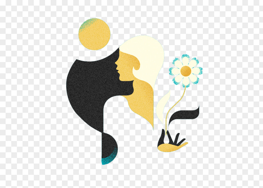 Woman Flower Elements Illustration PNG