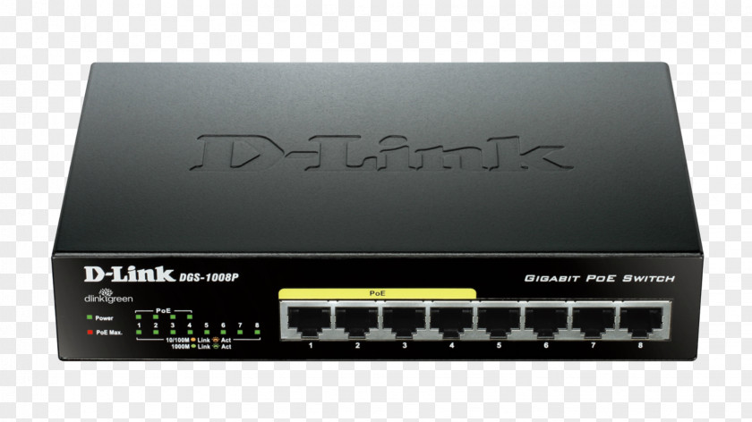 Gigs Network Switch D-Link DGS 1008P Power Over Ethernet Gigabit PNG