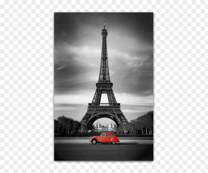 London Bus Eiffel Tower Canvas Oil Painting PNG