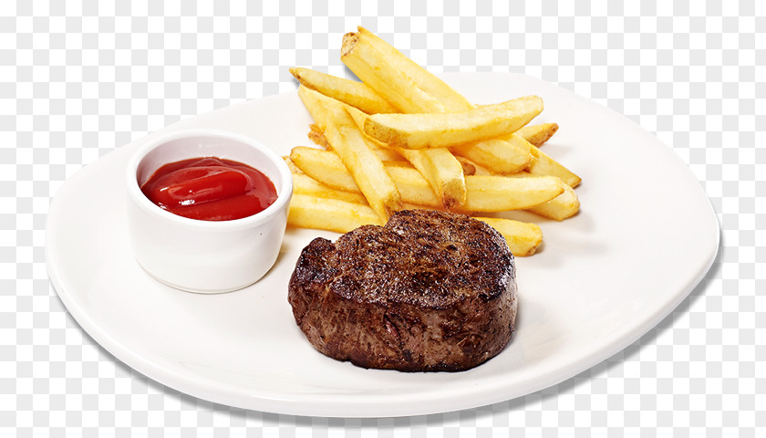 Fillet Steak French Fries Frites Full Breakfast Au Poivre Potato Wedges PNG