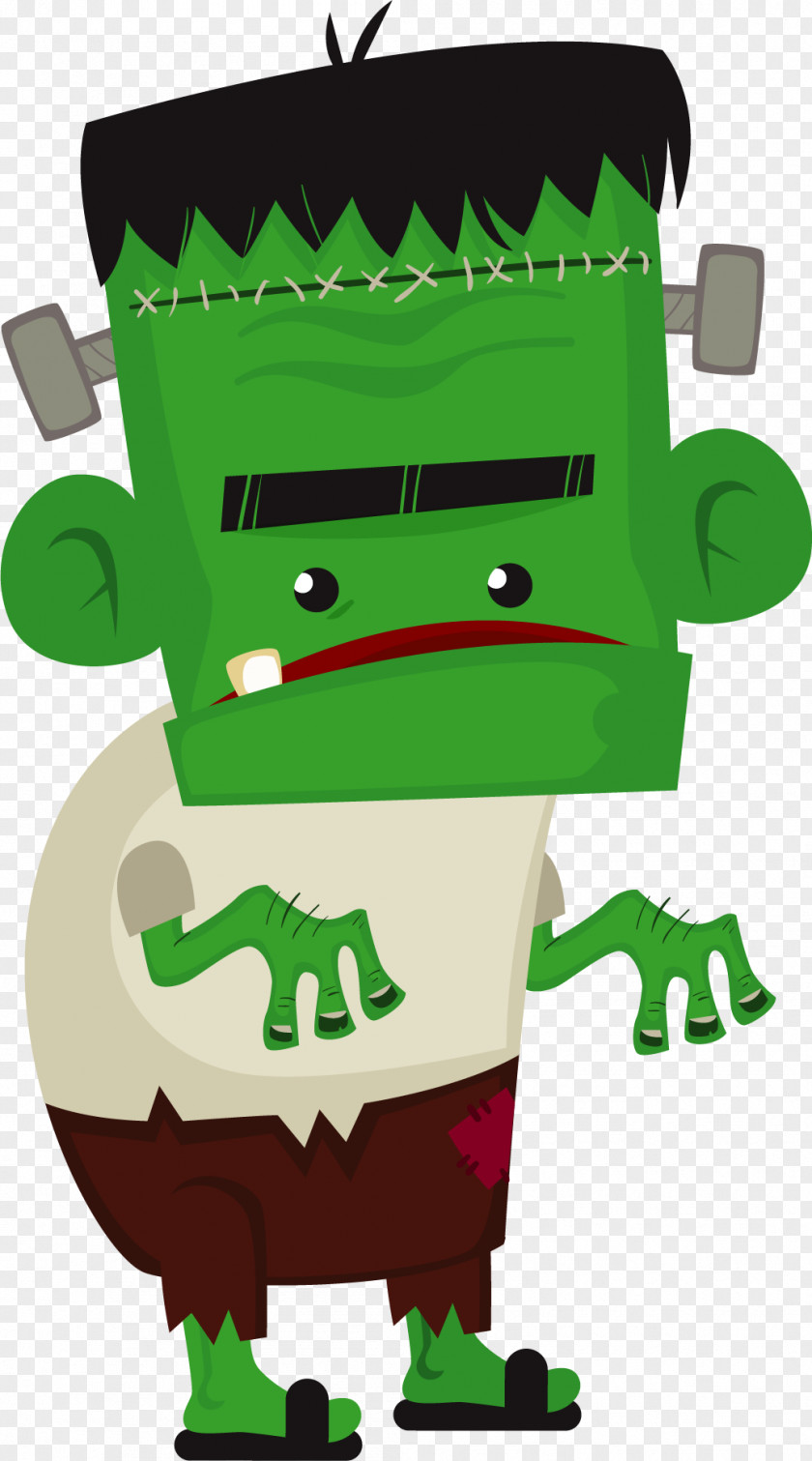 Vector Painted Green Monster Clip Art PNG