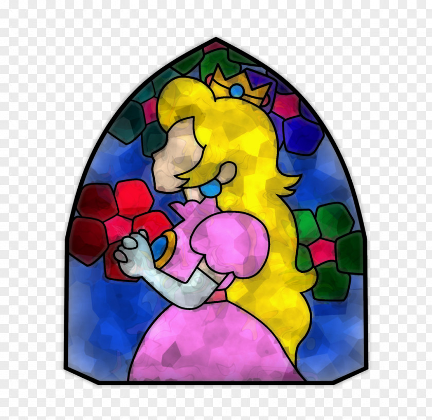 Watercolor Stain Window Princess Peach Stained Glass Super Mario 64 PNG
