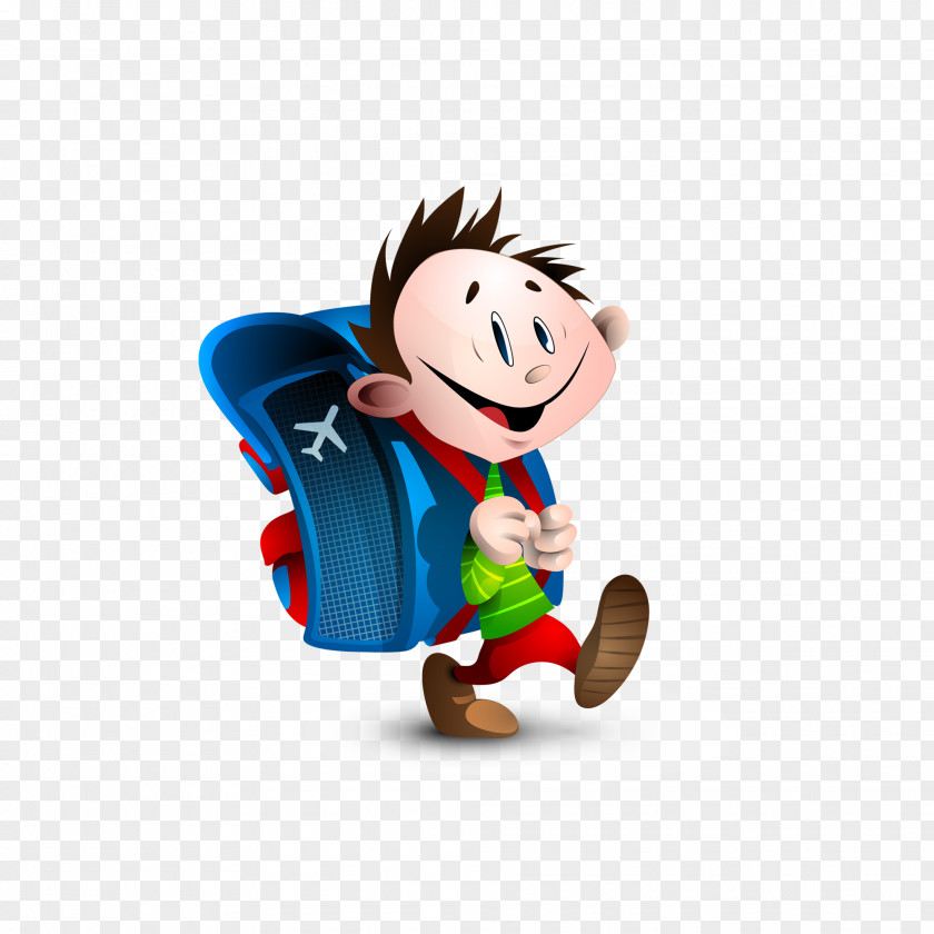 Cartoon Boy Walking To School Endorsement Package Animation Child Clip Art PNG