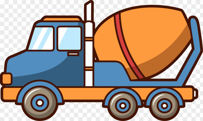 Cartoon Concrete Mixer Truck Car Architectural Engineering PNG