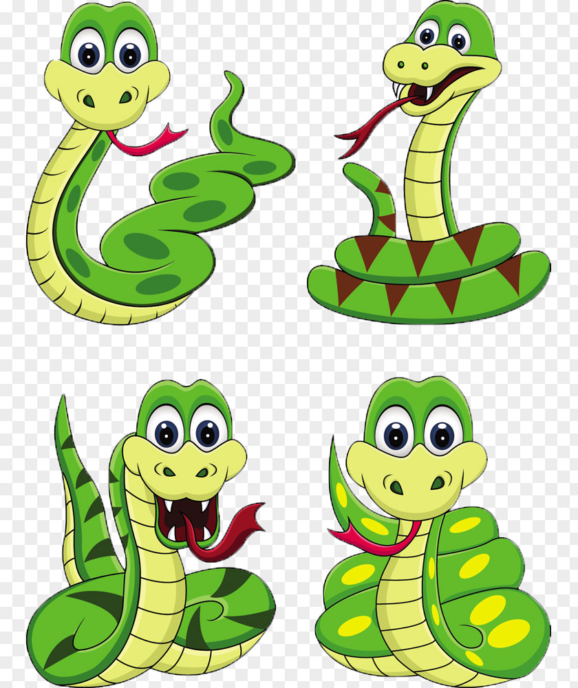 Green Snake Cartoon Clip Art PNG