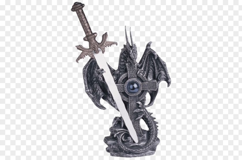 Hand-painted Picture Book Figurine Sword Statue Dragon Fantasy PNG