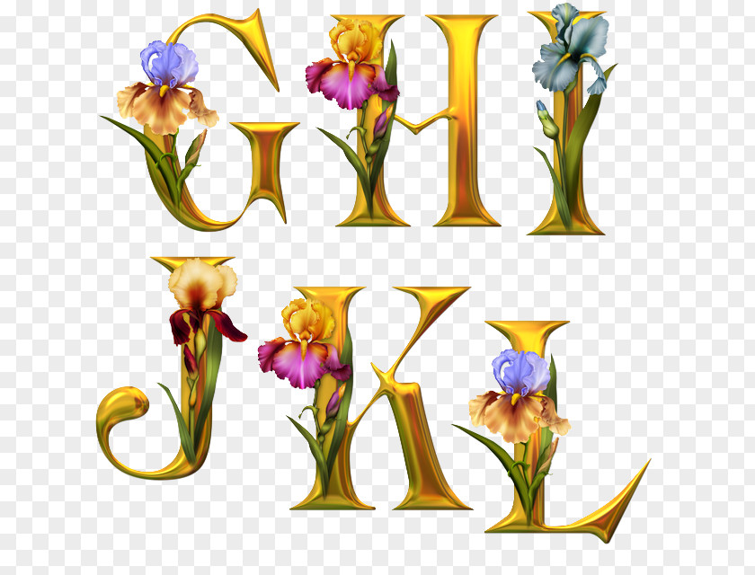 Flower Floral Design Letter Alphabet Render PNG