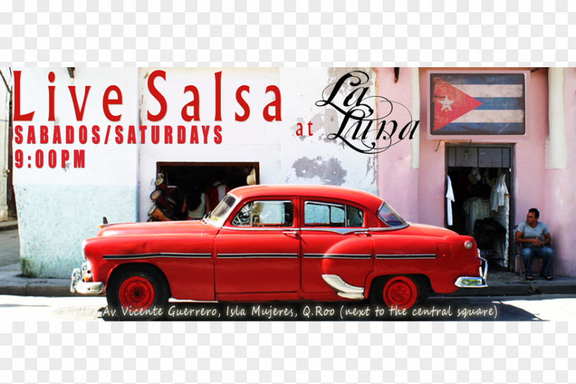 Salsa Flyer Old Havana Cuba Car Fototapeta PNG