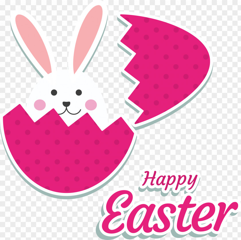 Vector Hand Painted Broken Shell Out Of The Little Rabbit Easter Bunny White PNG