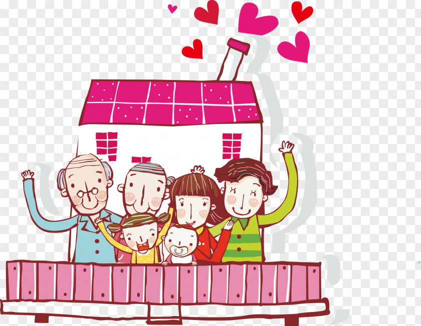 Family Happiness Cartoon Illustration PNG